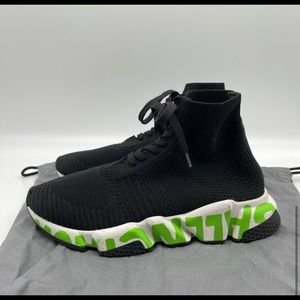 LIKE NEW RARE Balenciaga Speed Knit Lace Up Sneakers with graffiti detail